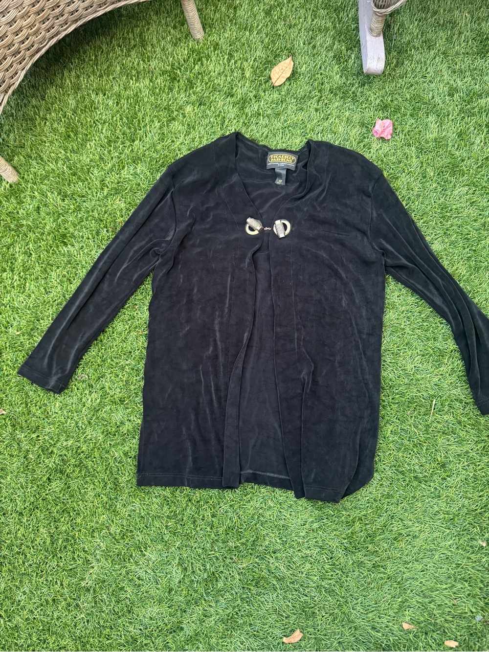 Black vintage Cardigan with Decorative Closure